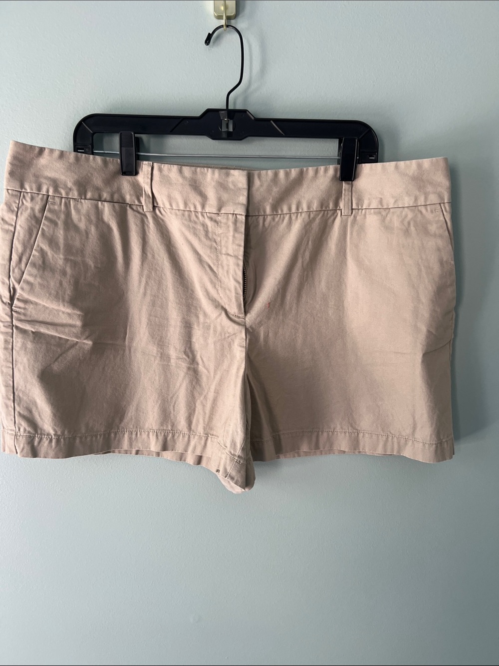 LOFT Beige Tailored Cotton Blend Bermuda Shorts
